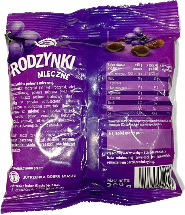 Jutrzenka Dobre Miasto Rodzynki w Czekoladzie Mlecznej 200 g