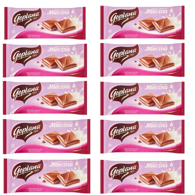 Czekolada Goplana Oryginalna Mleczna 90g 10 Sztuk